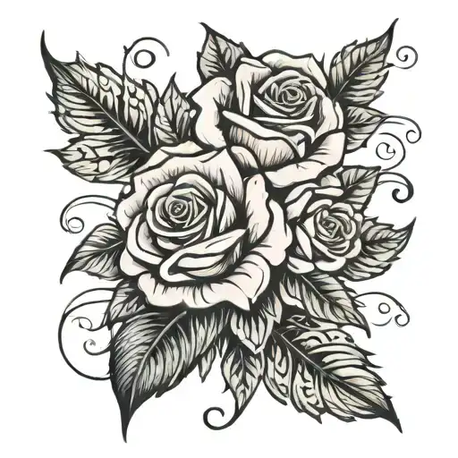 Rose And Fall Leaf Intertwined