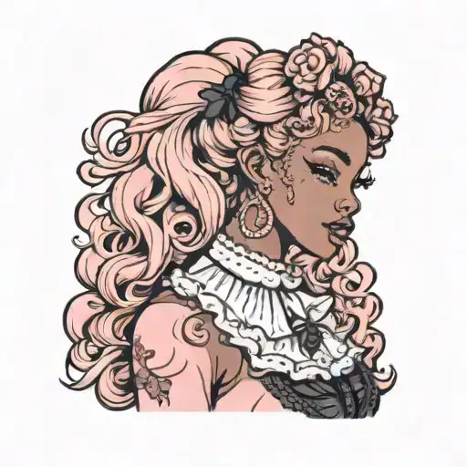 Black Girl With Wavy Pink Hair In Lolita Fashion