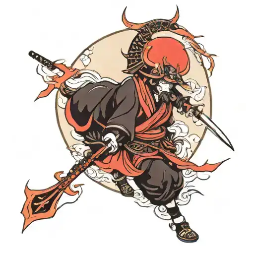 Samurai Red Sun Moon