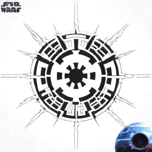 Star Wars Sith Logo Surrounded By The Death Star