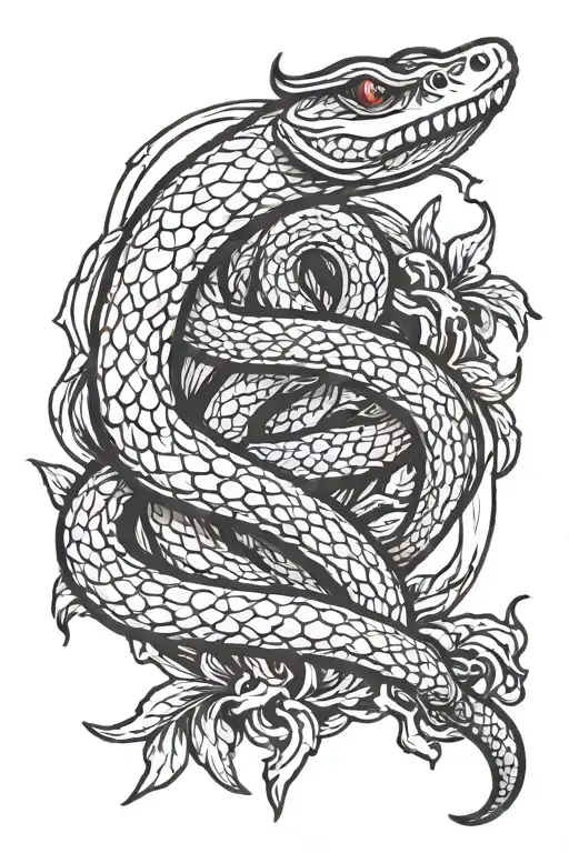 One Sword And One Snake Snake Is Bleeding