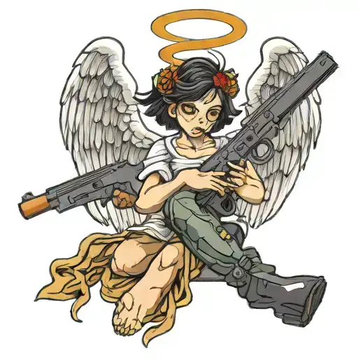 Sad Angel With Gun