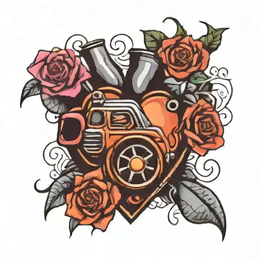 Car Motor Shaped Heart With Roses