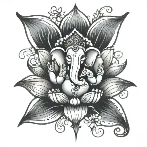 Ganesh On A Lotus Flower Blooming