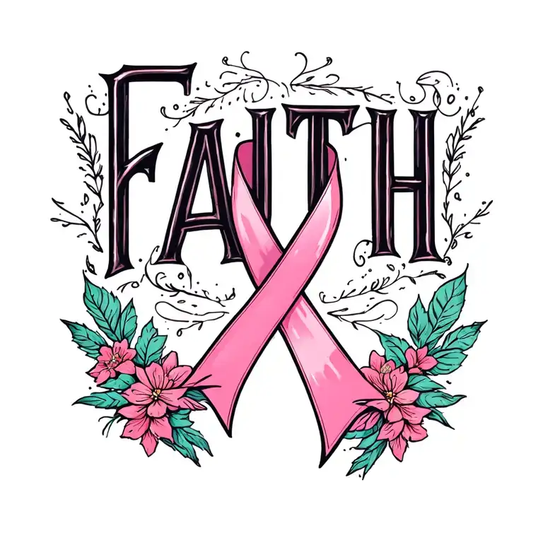 Word Faith With A Breast Cancer Ribbon