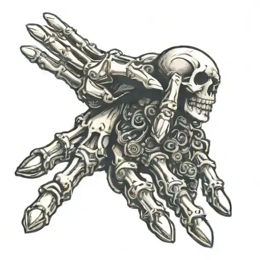 Skeleton Hand Reaching Down To Childs Hang Loose Hand