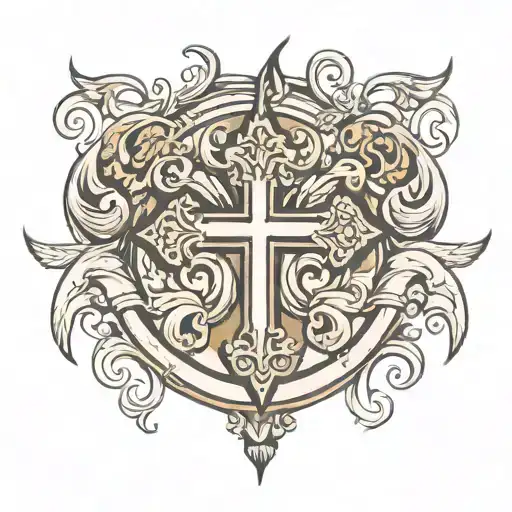 Chest Tattoo Script With Cross