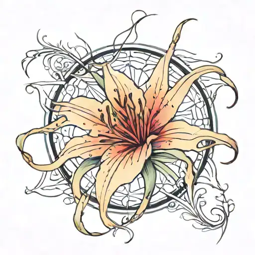 A Delicate Spider Lily Tattoo With The Stem Being The Date November 9Th