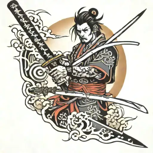 Japan Alphabet Katana Samurai