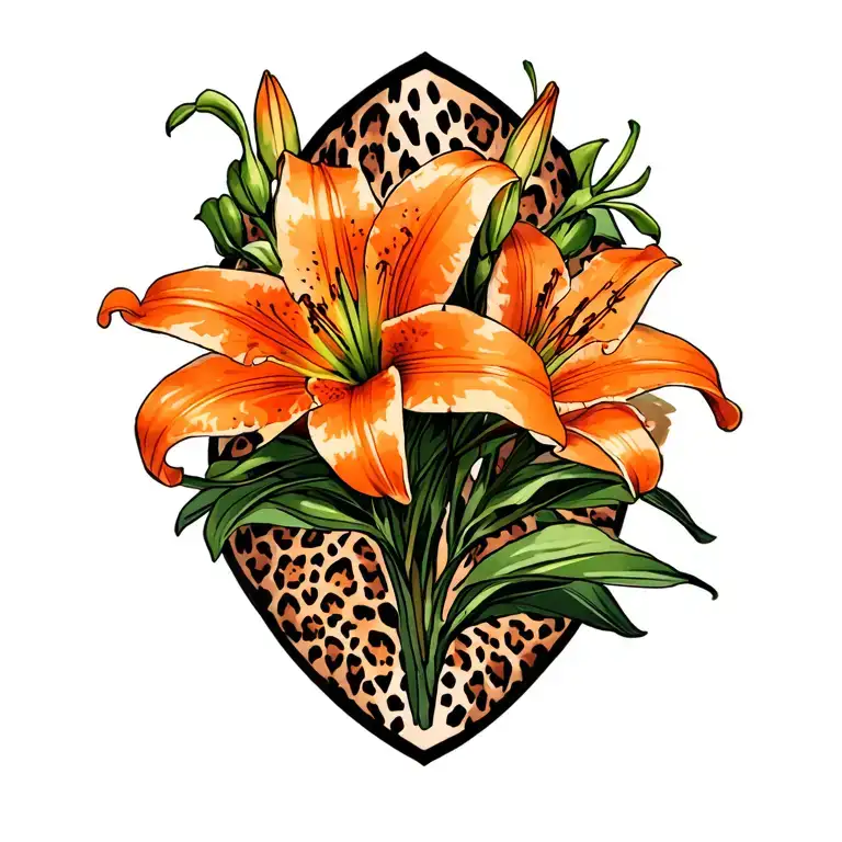 Orange Lillies With Leopard Print Surrounded