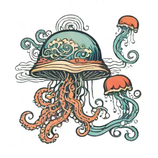 Jelly Fish And Waves Crashing