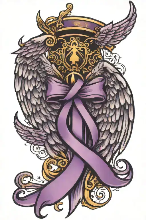 Purple Cancer Ribbon Angel Wings