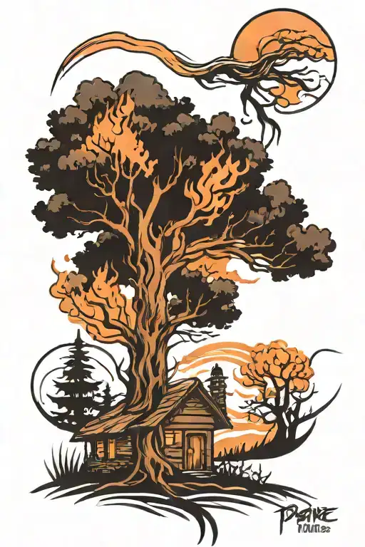 Tree Prairie Fire Coming