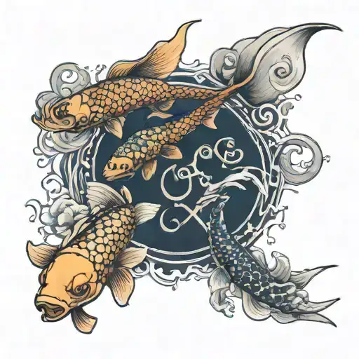 A Koi Fish And Dragon Flying