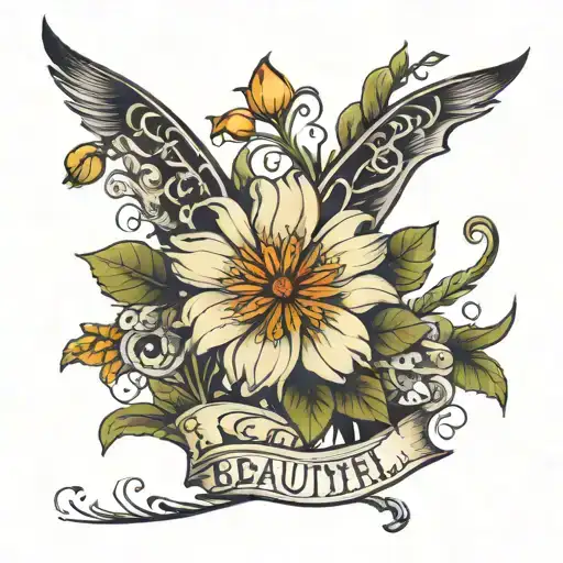 Flower With The Words Beautiful Disaster In Stem