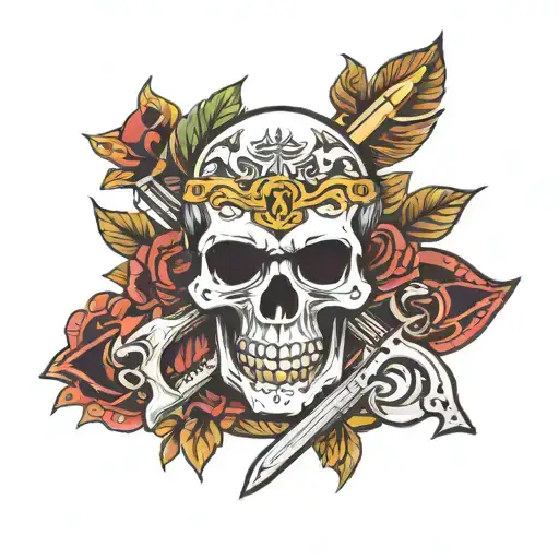 Skull And Dagger Intertwined