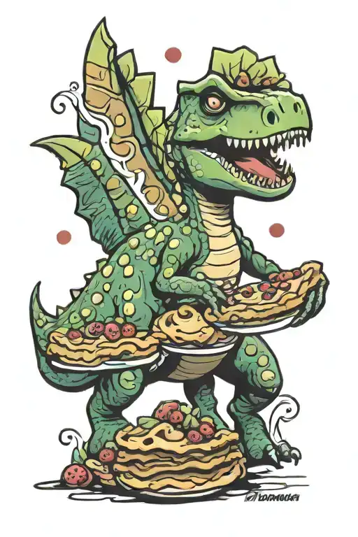 Dinosaur And Pie Slice Cut