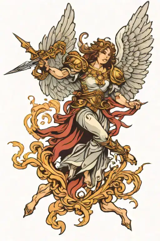 Angel Fighting Off Evil