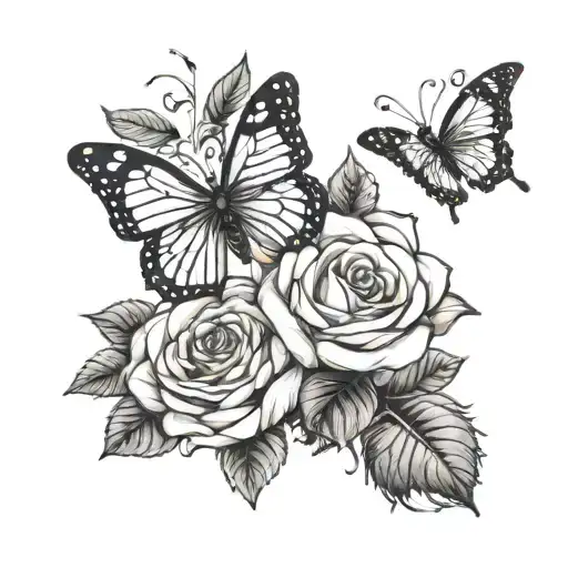 Rose Or Sharon And Butterfly Emerging