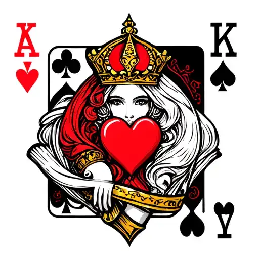 Poker Of Aces And Heart Queen Chess Piece
