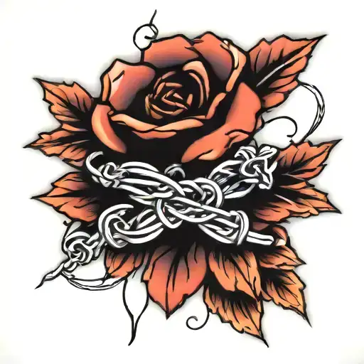 Date Tattoo With Flowers Or Barb Wire Wrapped