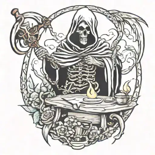 Grim Reaper Doing A Mundane Task