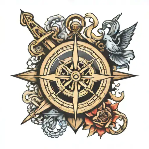 Compass And Anchor And Trident