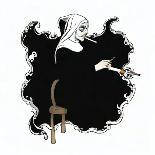 Nun Smoking A Cigarette