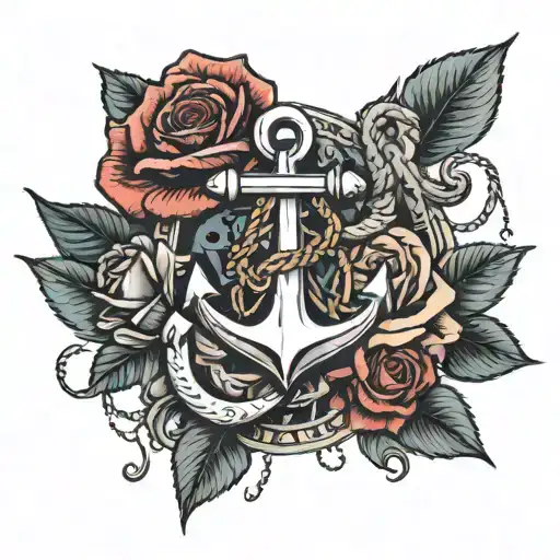 Anchor And Roses Surrounding