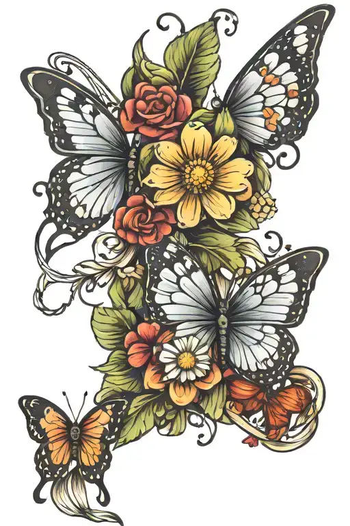 Daisy Butterfly Ribbon Intertwined