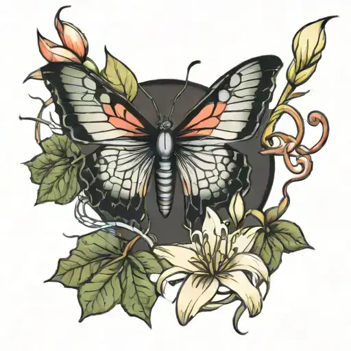 Snake And Spider Lily And Butter Fly