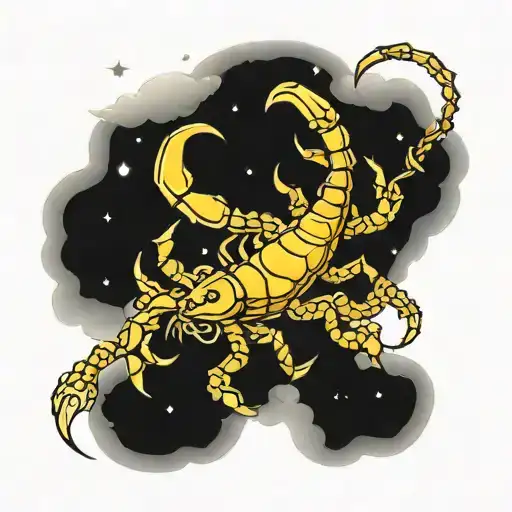 Scorpion And Cancer In Space With The Moon
