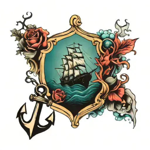 Anchor Underwater Scene With A Diver