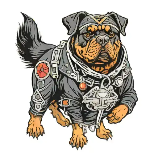 Rottweiler In A Biker Costume Inspired By Marvel