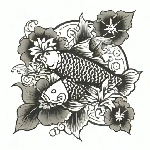 Koi Fish And Sun