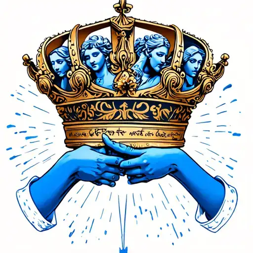 Crown Of People Holding Hands In Blue