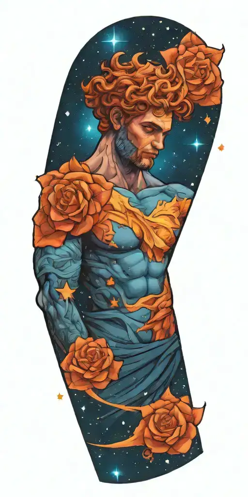 Greek God In A Galaxy Filled With Stars