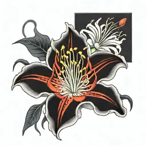 Spider Lily Growing Into Lotus Flower Spine