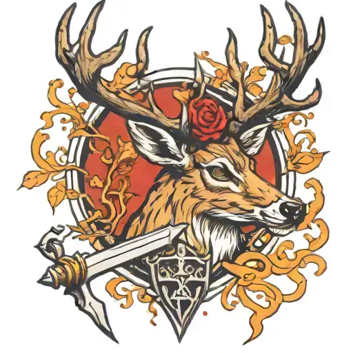 Sword Going Through Deer Head