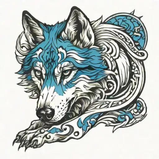 Blue Eyed Wolf On A Right Hand Holding