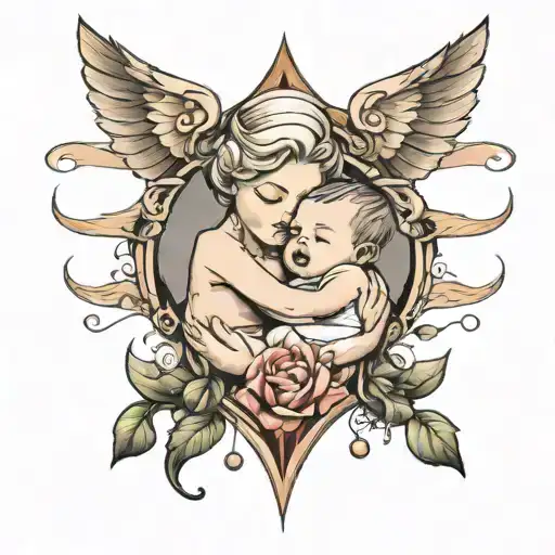 Two Angles Holding A Baby