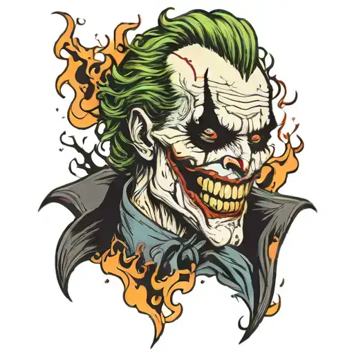 Joker In Skull And Flames Coming