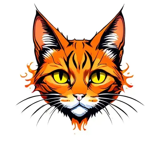 Orange Cat Head With Yellow Eyes Like Fire