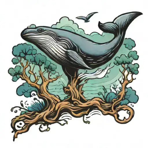 Tree And Whale Jumping