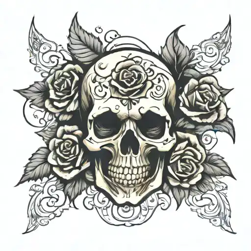 Skull With Roses In The Skull
