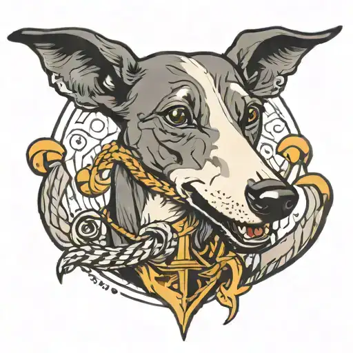 Racing Greyhound With An Anchor