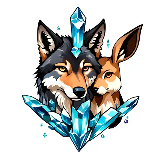 Wolf And Evee And Crystals