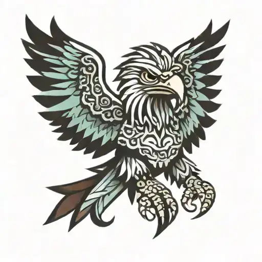 Mexican Eagle With Aztec Outline