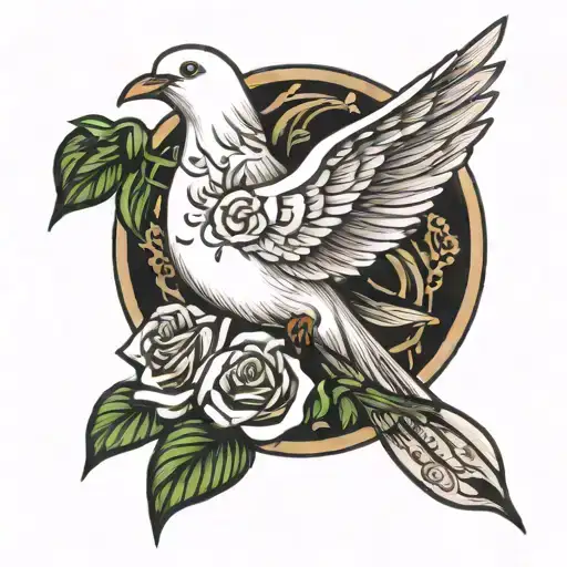 Dove Holding A Rose Made Out Of Money