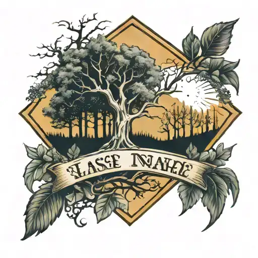 Last Name And Nature Elements Like Trees